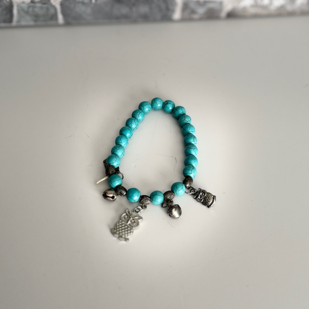 Turquoise Beaded Bracelet with Charms